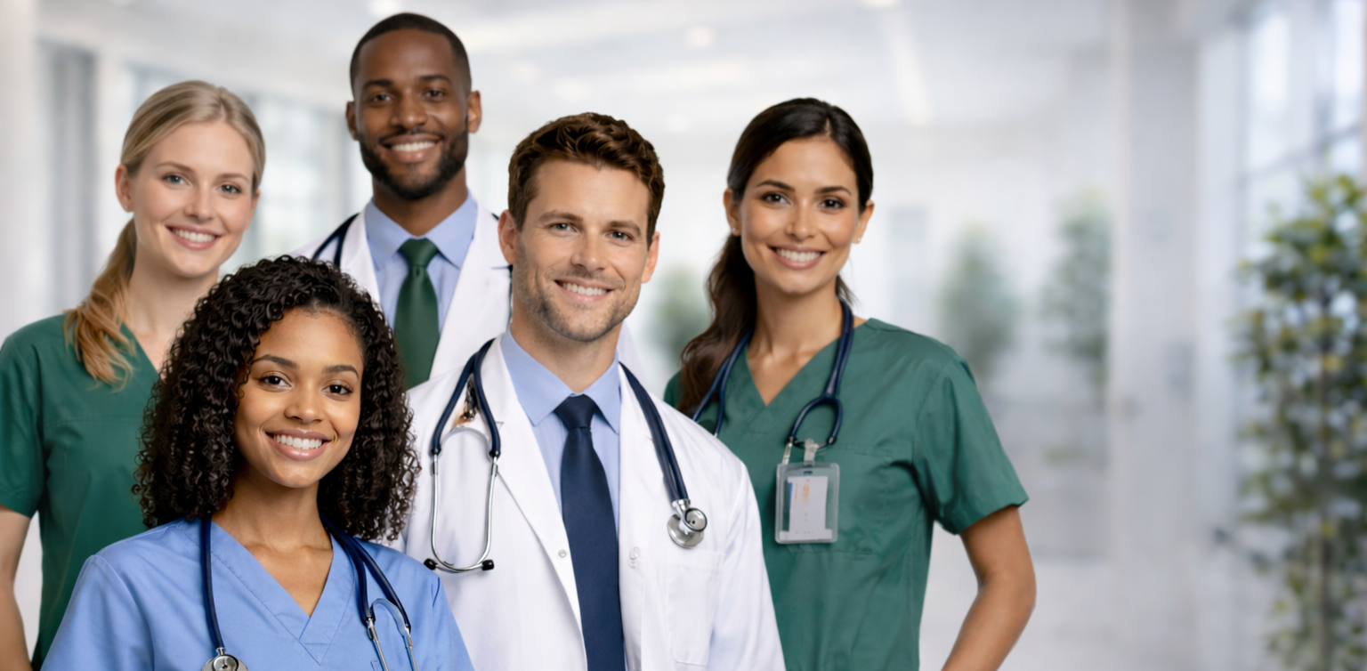 Professional healthcare team in hospital